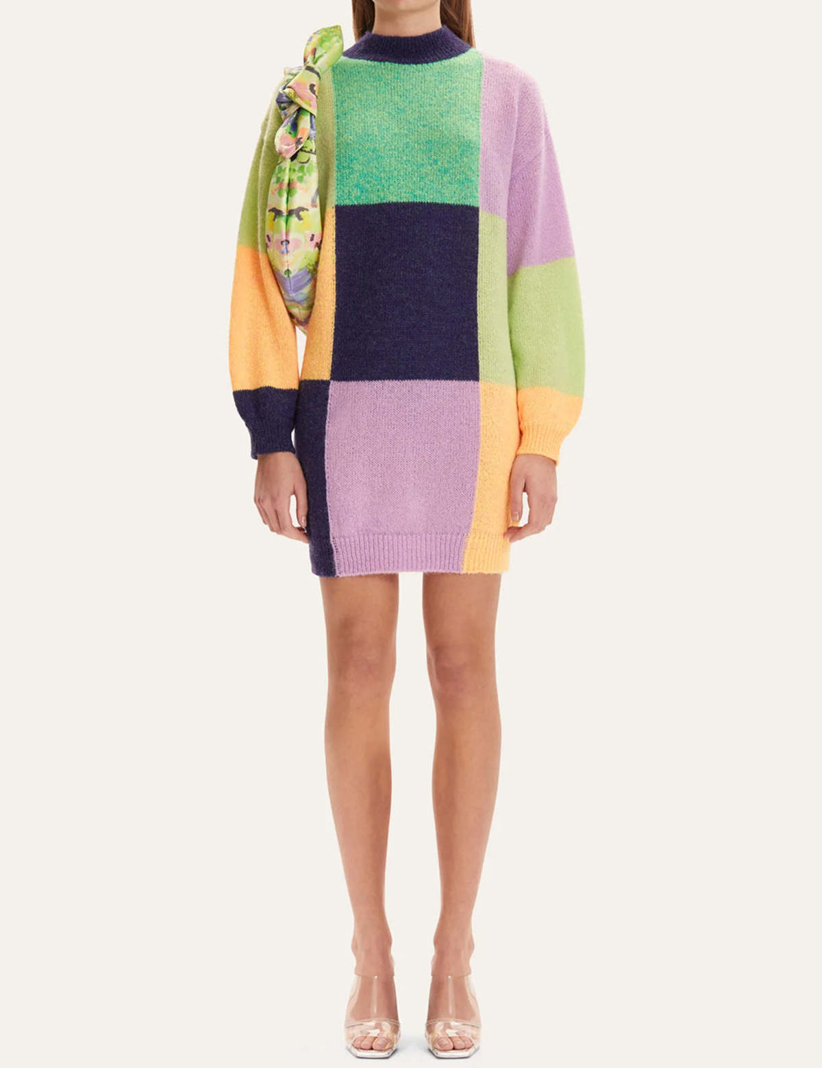 perla knit dress Stine Goya - Multi Check Green and black