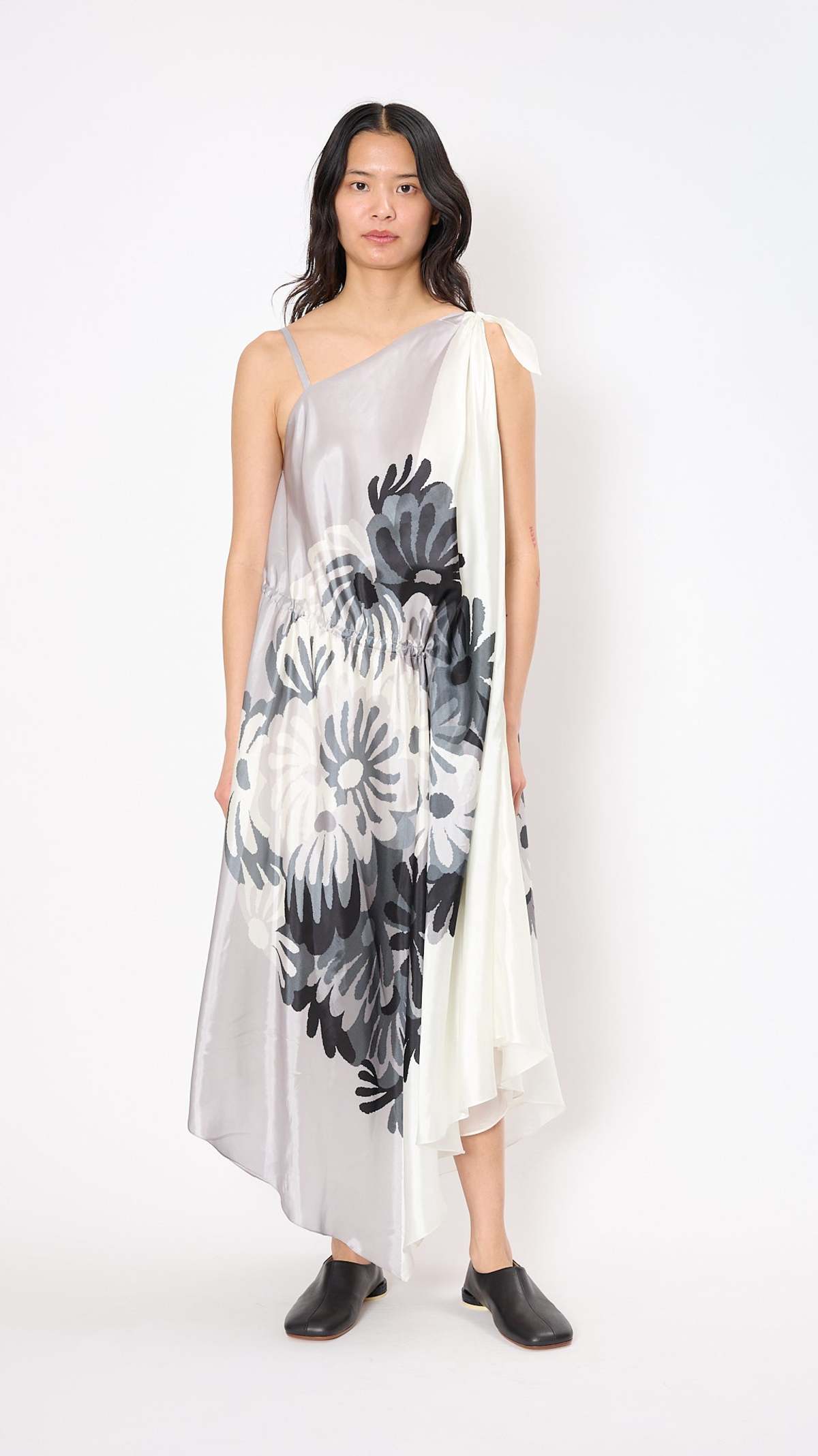 Nehera Daisy Asymmetrical Scarf Dress - Grey | Garmentory