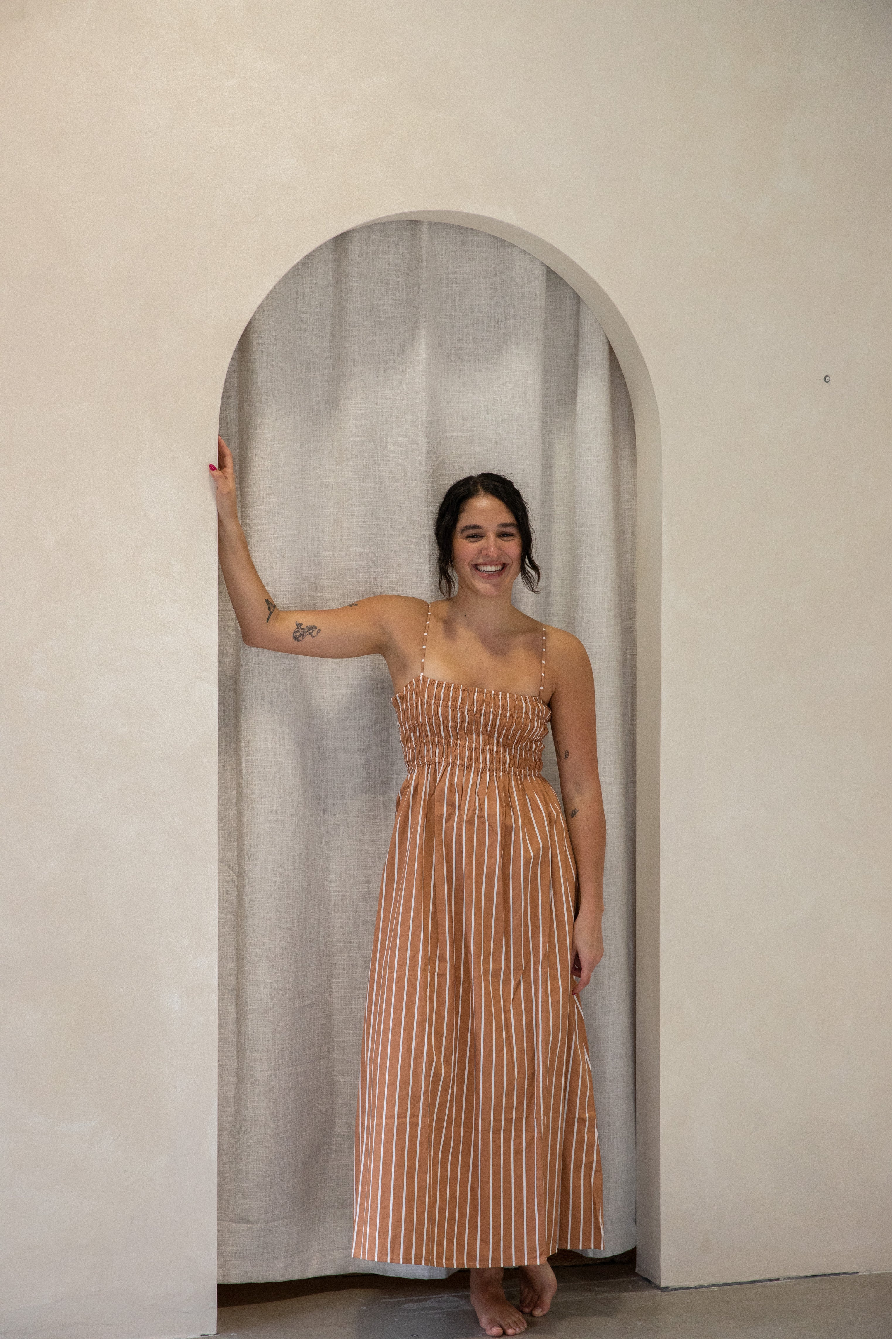 cream corset midi dress Cream White Casual Midi Dress with Floral Print Cream White Floral / XSmall