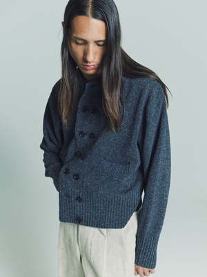 Taiga Takahashi Silk LOT. 506 DB Cardigan - Indigo | Garmentory