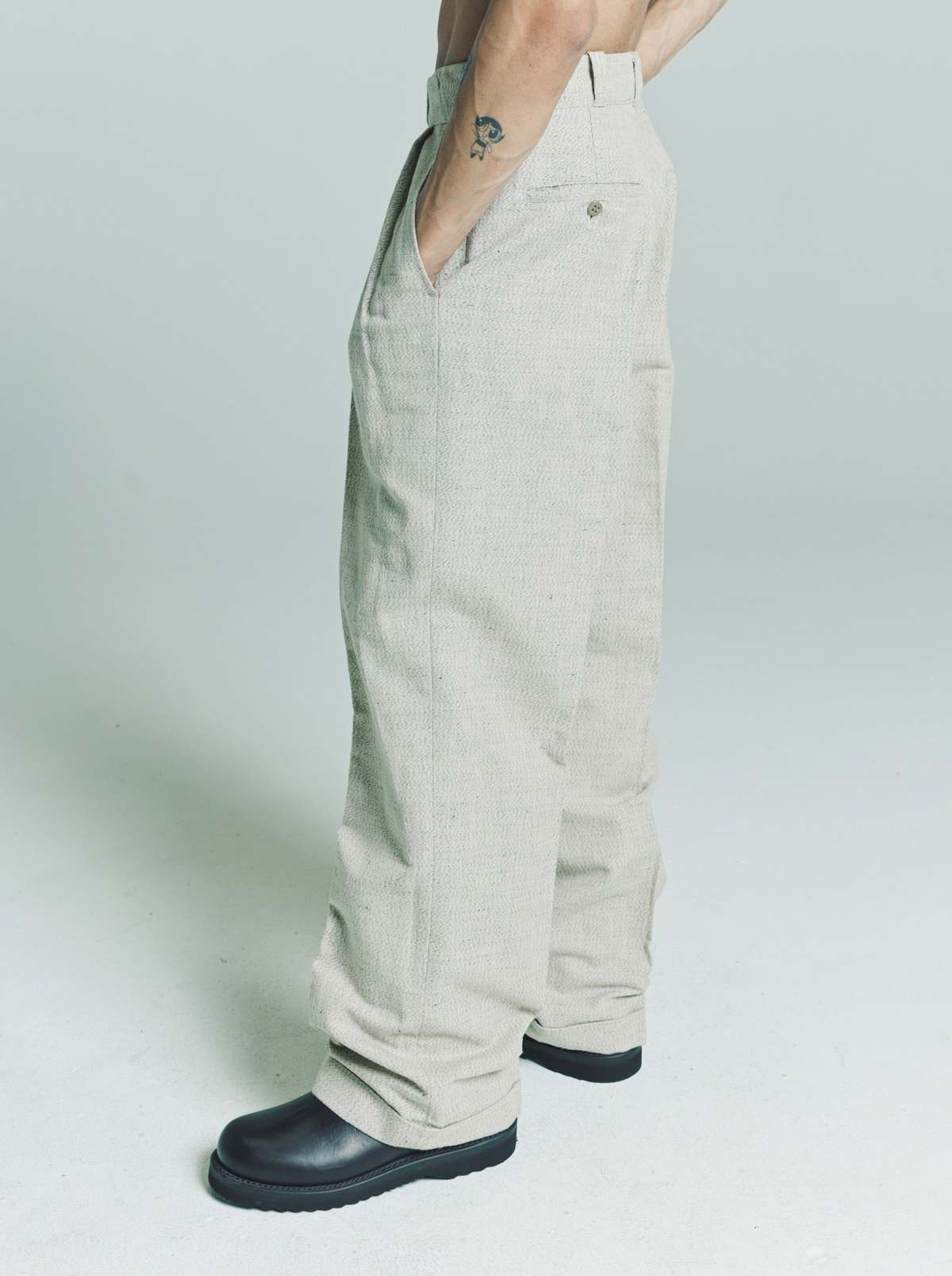 Taiga Takahashi LOT. 201 Work Trousers - Melange Ivory - Image 3 of 4