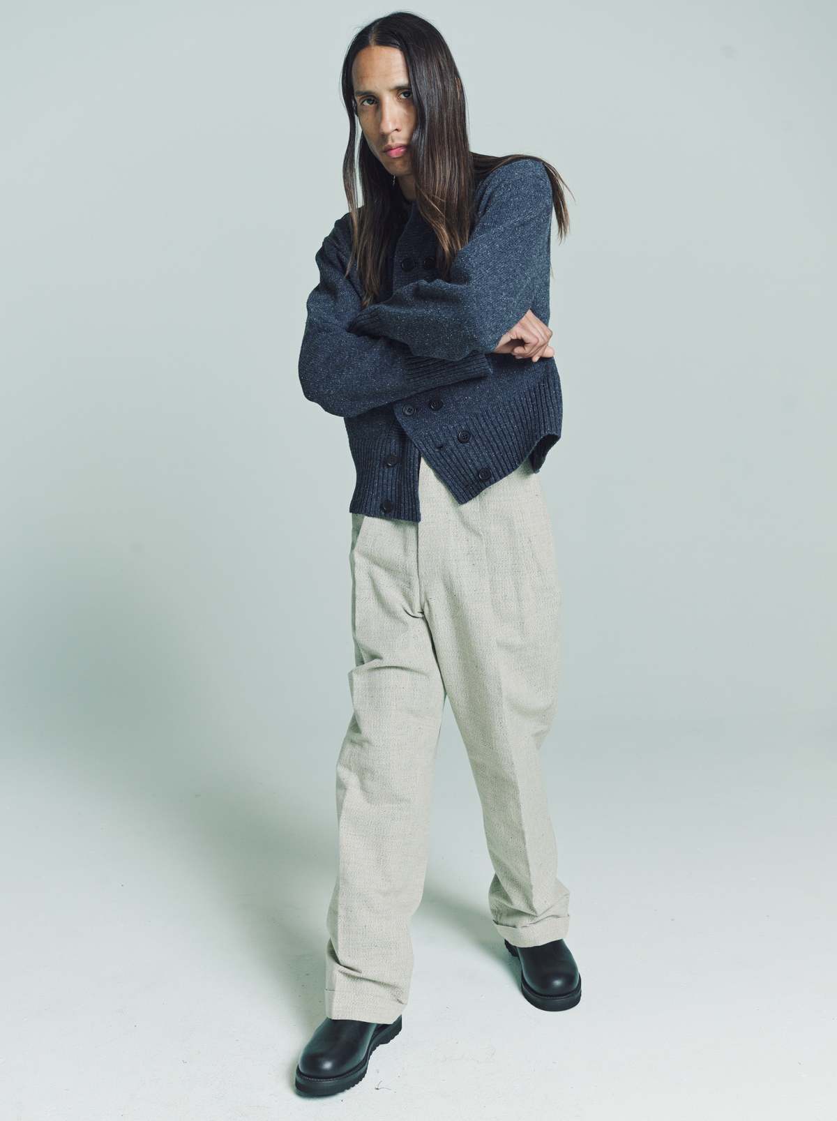 Taiga Takahashi LOT. 201 Work Trousers - Melange Ivory - Image 4 of 4