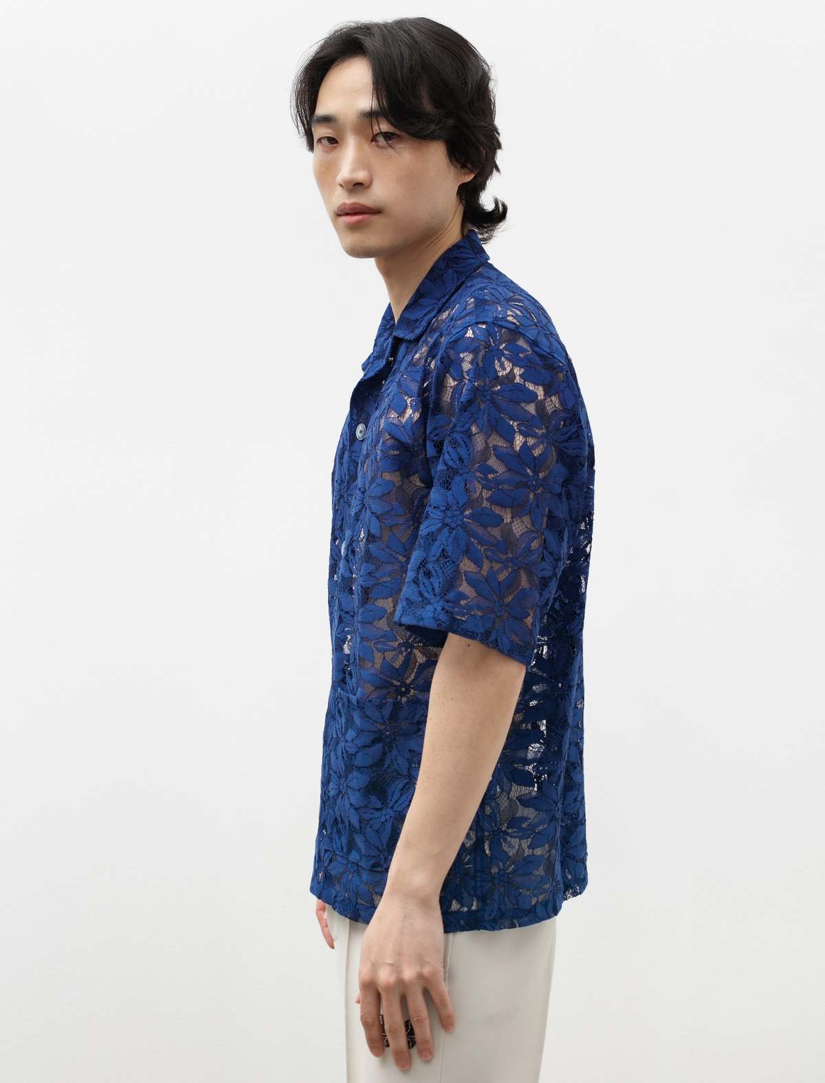 Needles Cabana Shirt Lace Cloth Flower Navy Garmentory