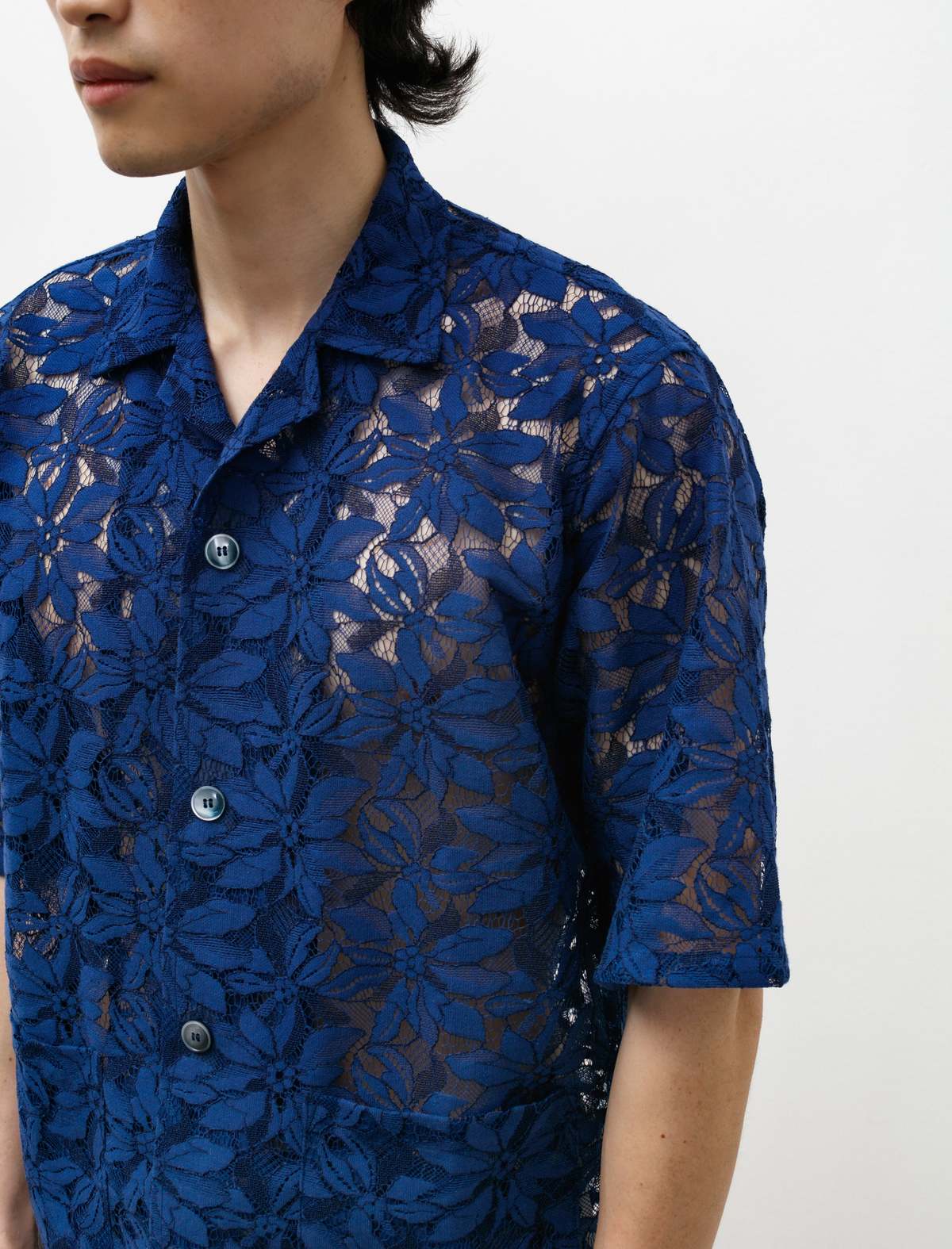 Needles Cabana Shirt Lace Cloth Flower Navy Garmentory