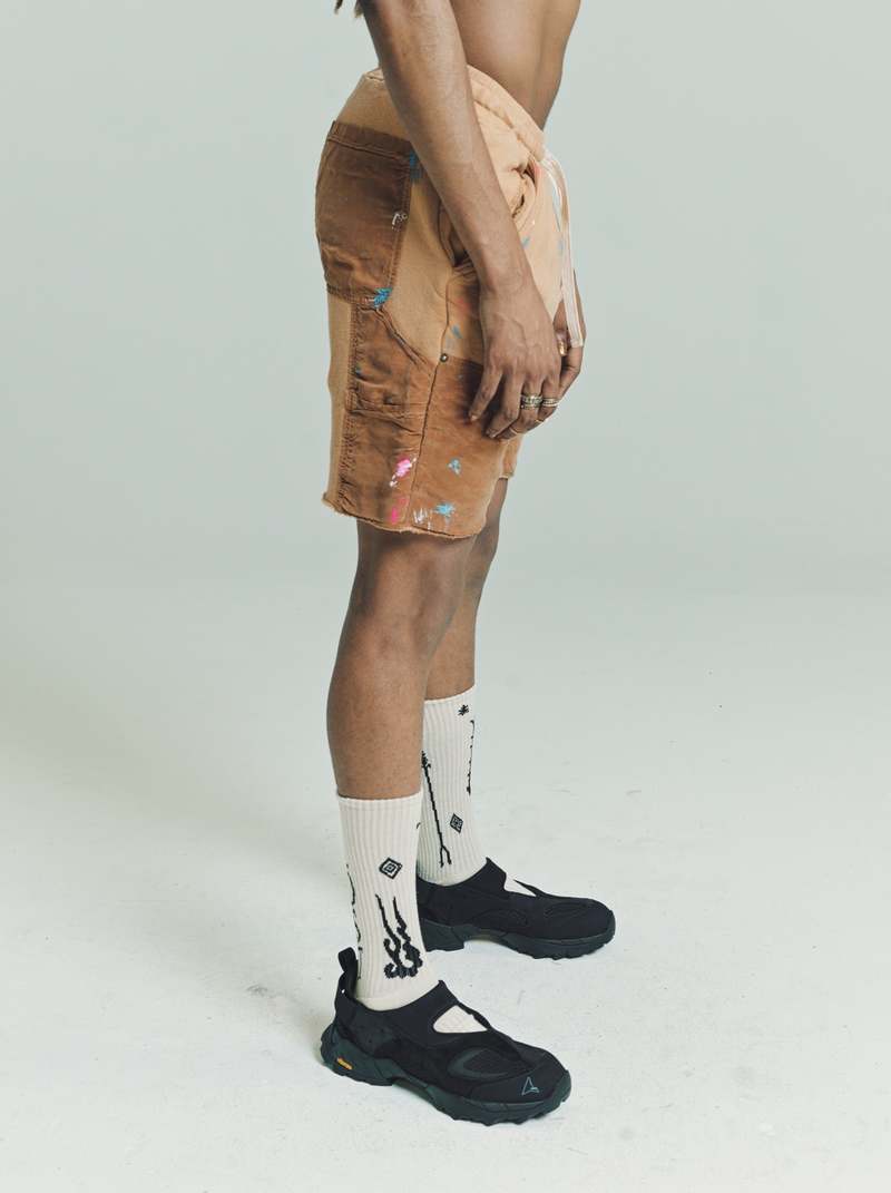Lost Daze Double Knee Sweat Shorts - Camel | Garmentory
