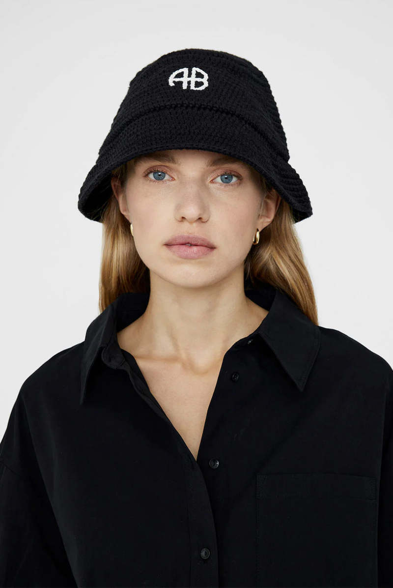Anine Bing Black Bucket Hat Anine Bing Cami Bucket Hat Monogram - Black | Garmentory main image 3