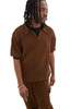 Isa Boulder Reversible Knitcheck Short Sleeves Polo - Pumpkin - Thumbnail 2