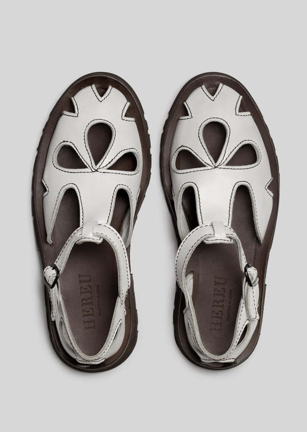 Hereu Floreta Sport Cut Out T Bar Sandal - Off White | Garmentory