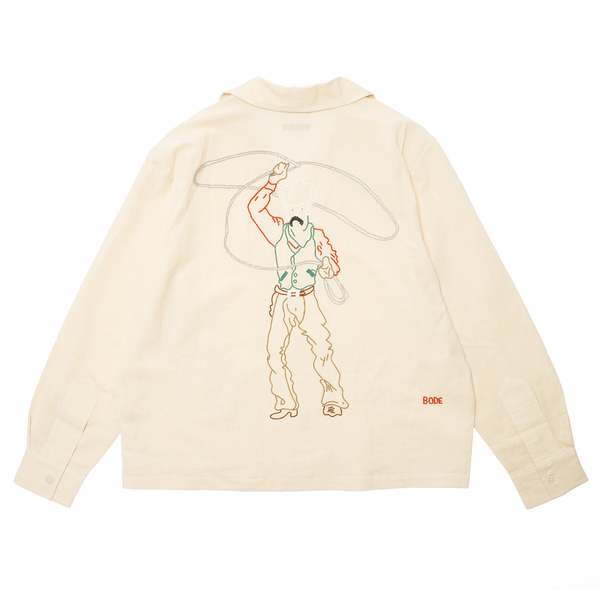 トップス BODE BEADED BUCKAROO LS SHIRT Bode Beaded Buckaroo Ls Shirt - White Multi | Garmentory