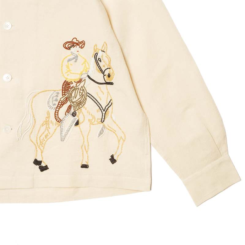 Bode Beaded Buckaroo Ls Shirt - White Multi | Garmentory