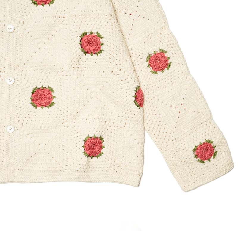 BODE crochet rosette cardigan Bode Rosette Crochet Ls Shirt - Pink