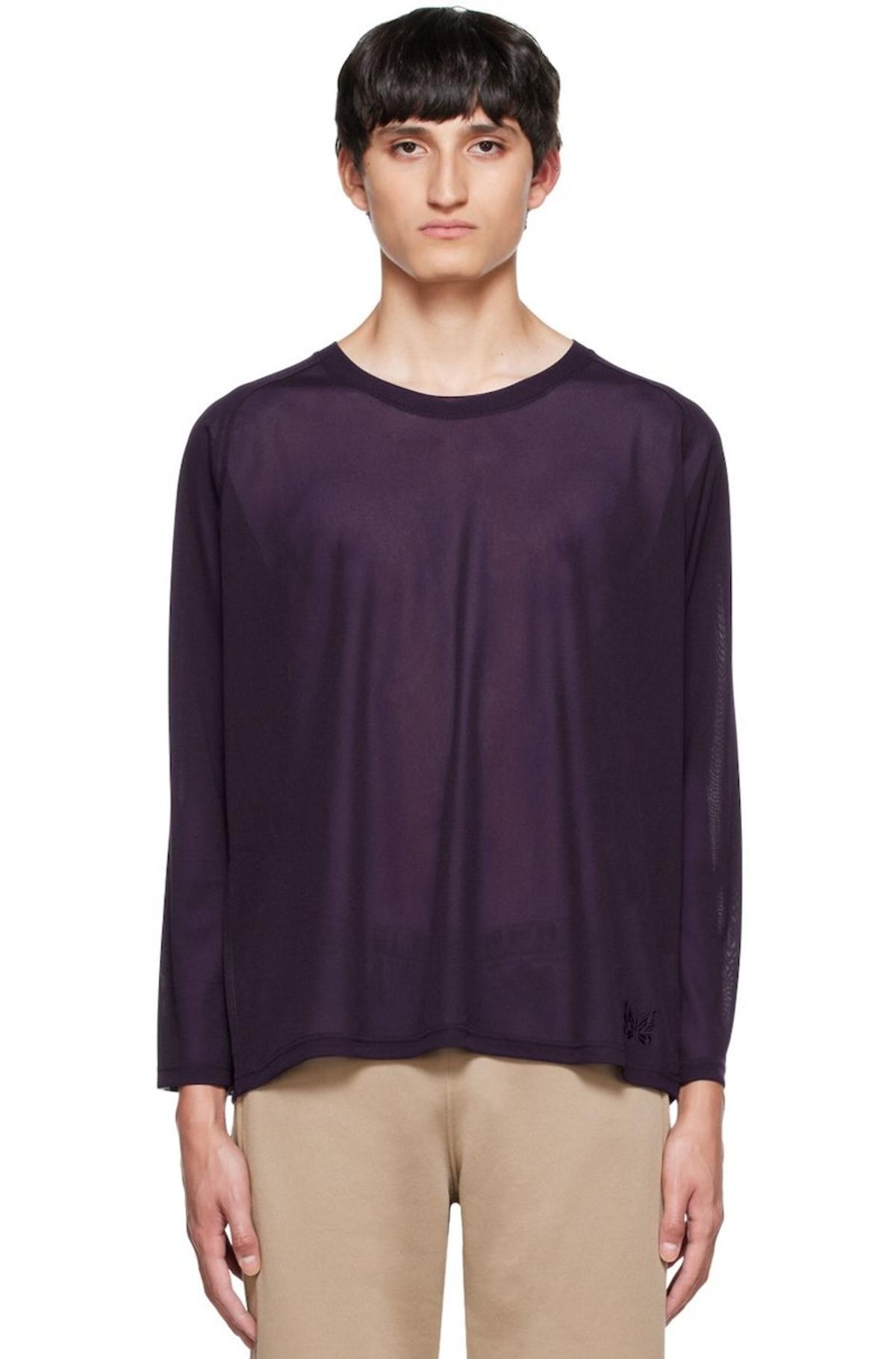 NEEDLES Purple Mesh Long Sleeve T-Shirt | Garmentory