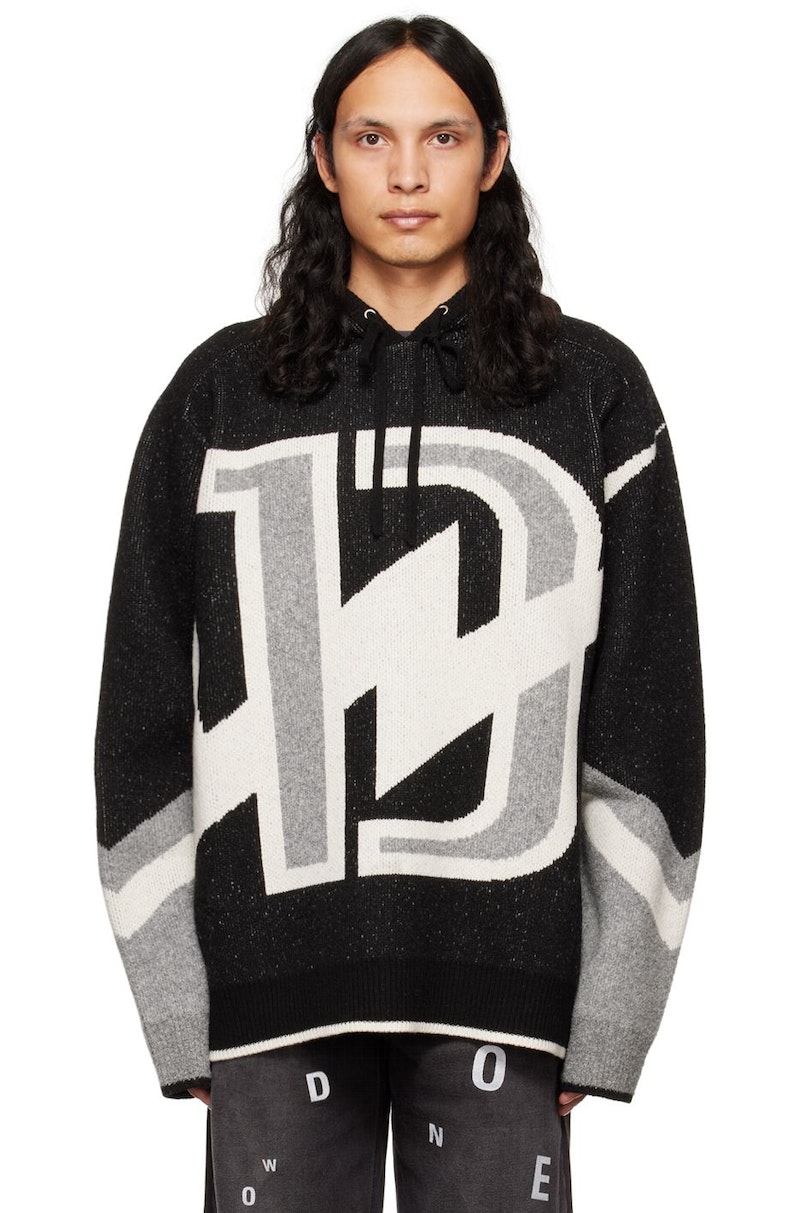 We11done Black Jacquard Hoodie Garmentory