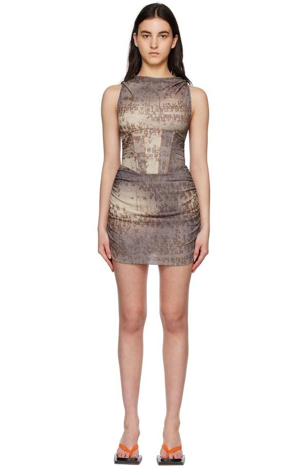 brown corset mini dress Satin Corset Top Slit Mini Dress