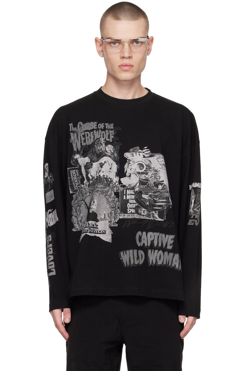 We11done Black Horror Collage Long Sleeve T-Shirt | Garmentory