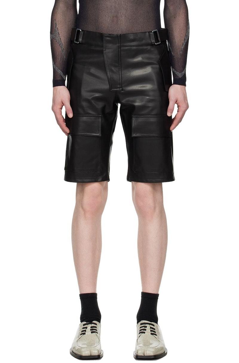 MISBHV Black Moto Faux-Leather Shorts | Garmentory