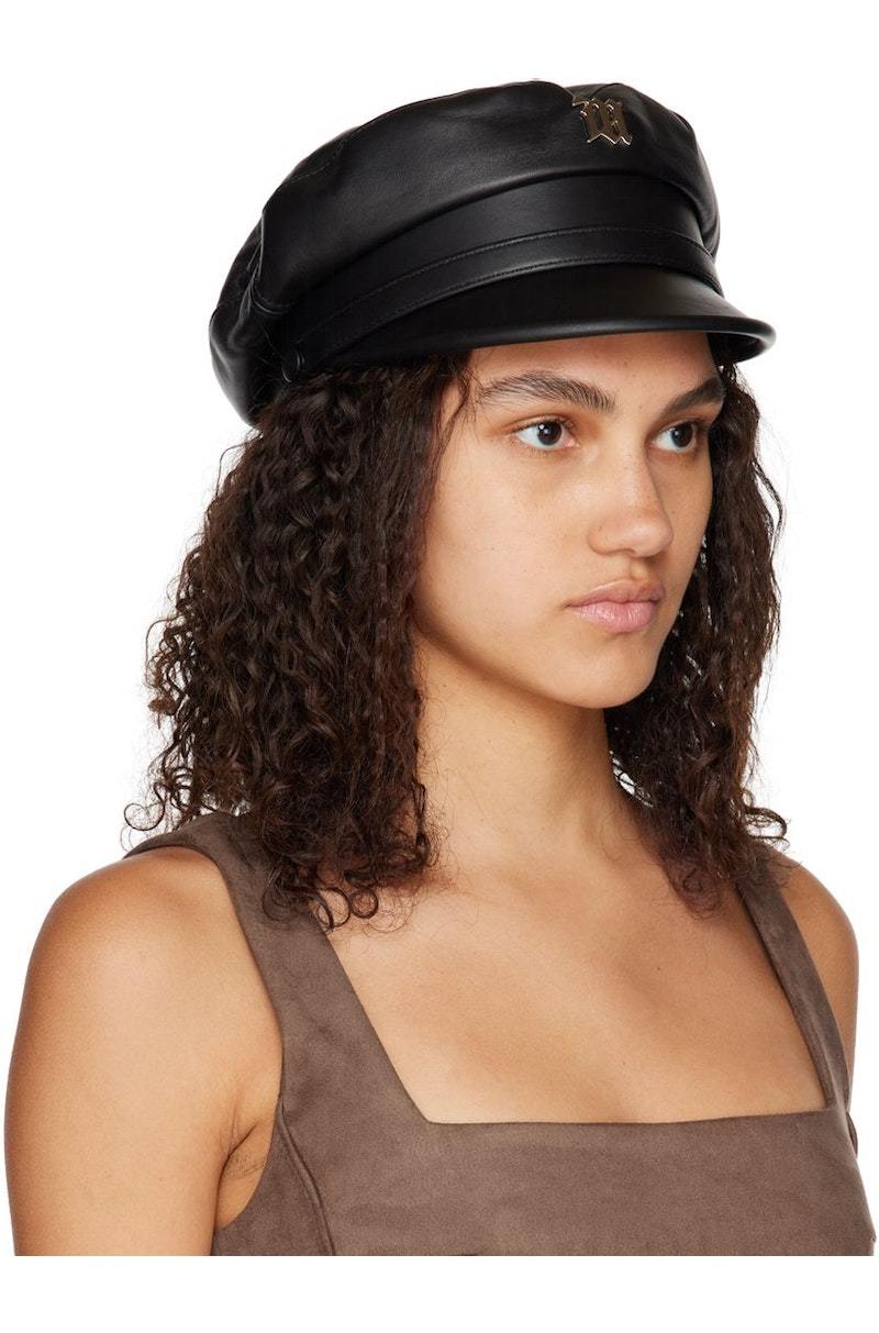 MISBHV Black Monogram Leather Cap | Garmentory display picture 2