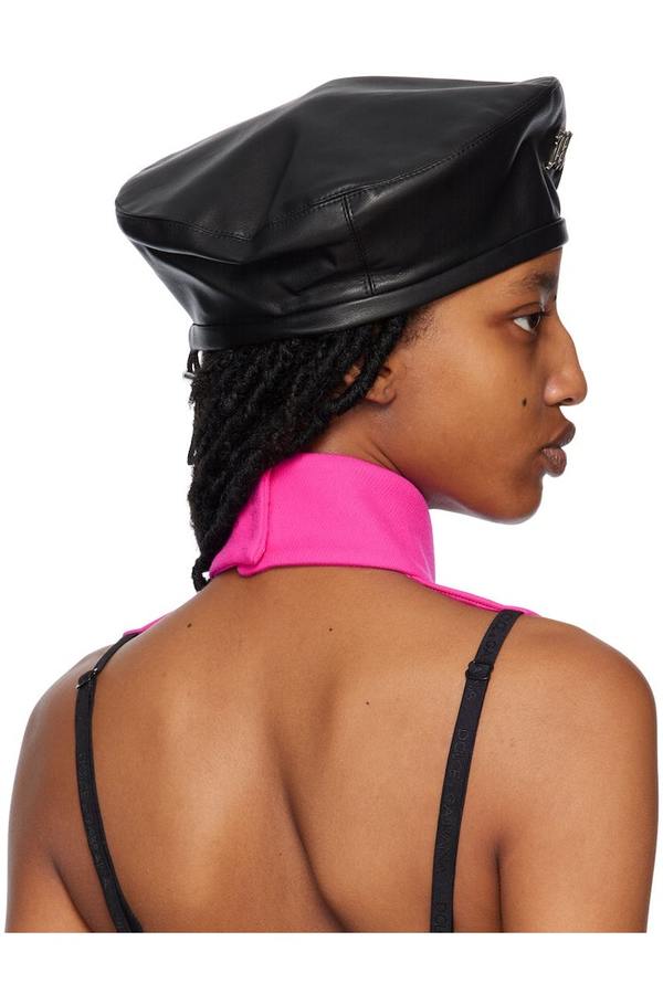 MISBHV Black Vegan Leather Beret | Garmentory