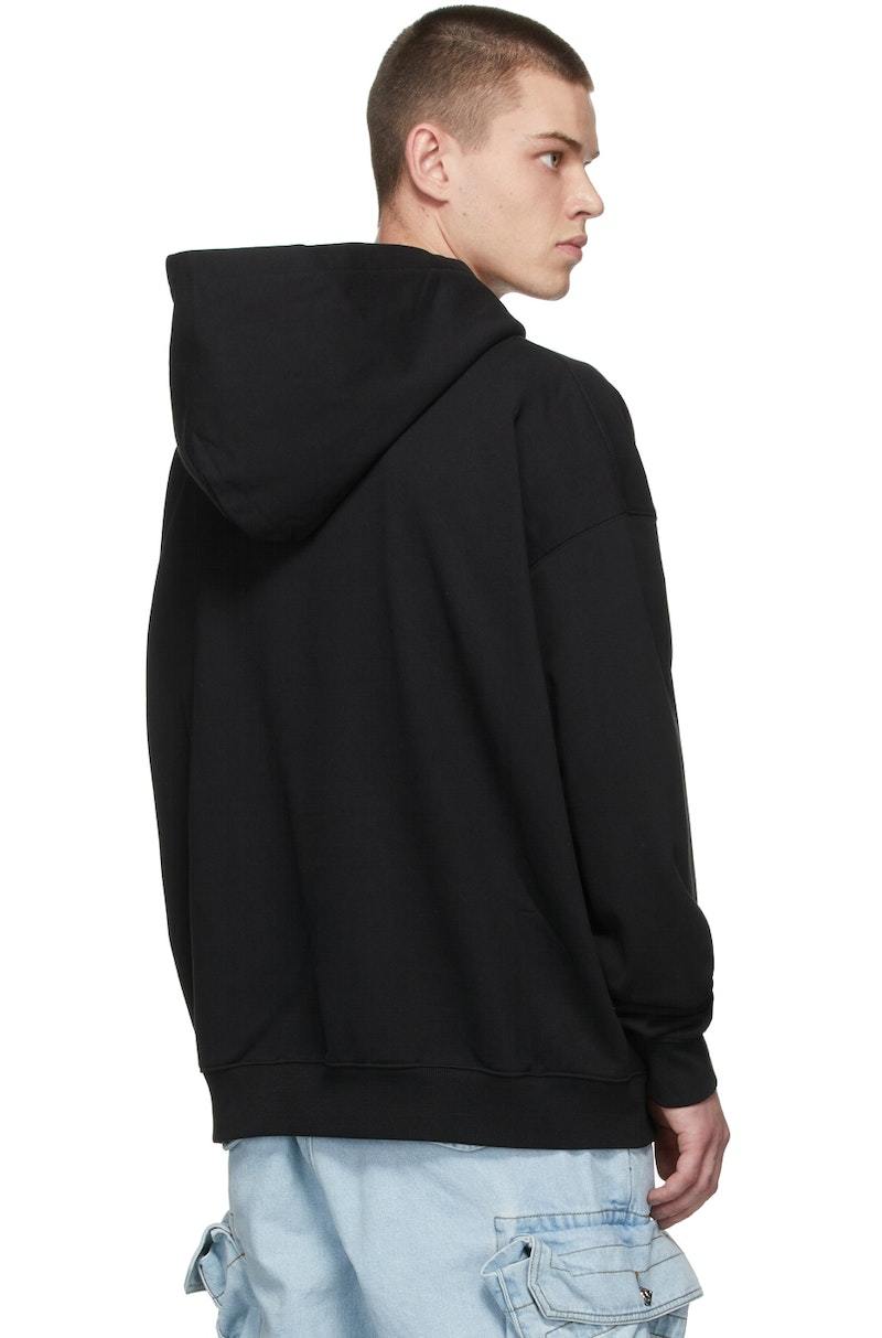 We11done Black Patched Mirror Logo Hoodie | Garmentory
