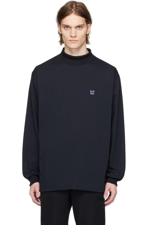 NEEDLES Black Mock Neck Long Sleeve T-Shirt | Garmentory
