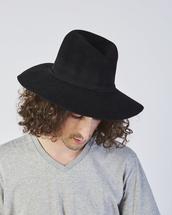 Clyde Wide Brim Pinch Angora Hat - Black | Garmentory
