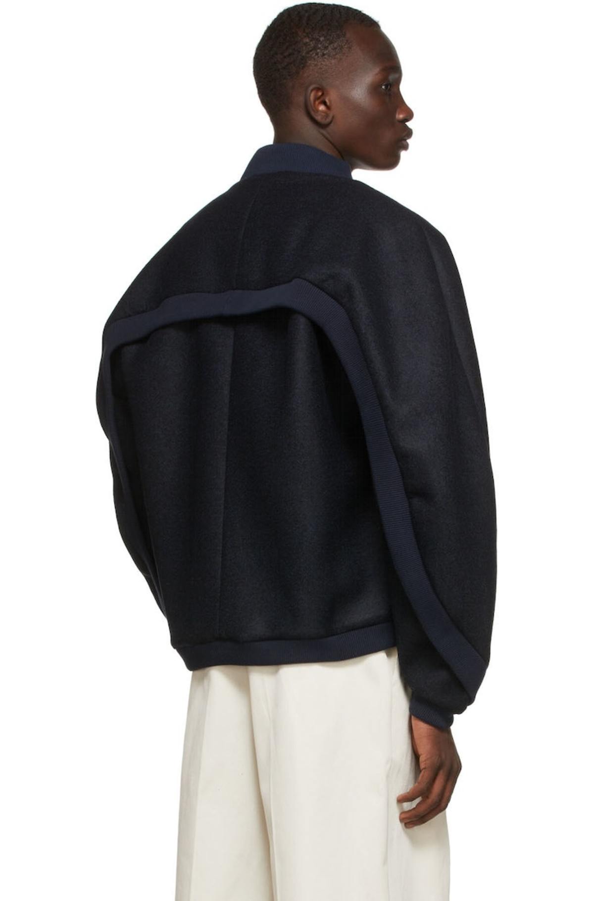 Henrik Vibskov Navy Chop Bomber Jacket | Garmentory