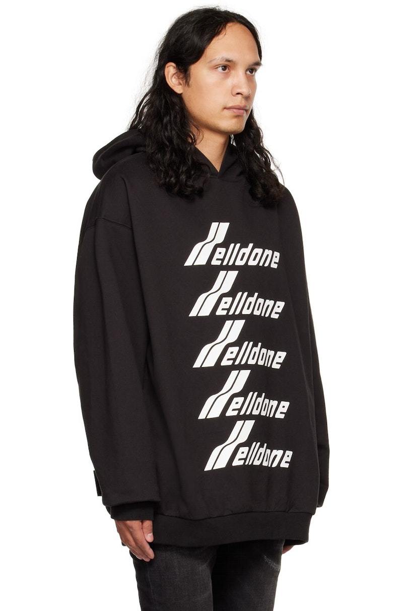 We11done Black Print Hoodie | Garmentory 