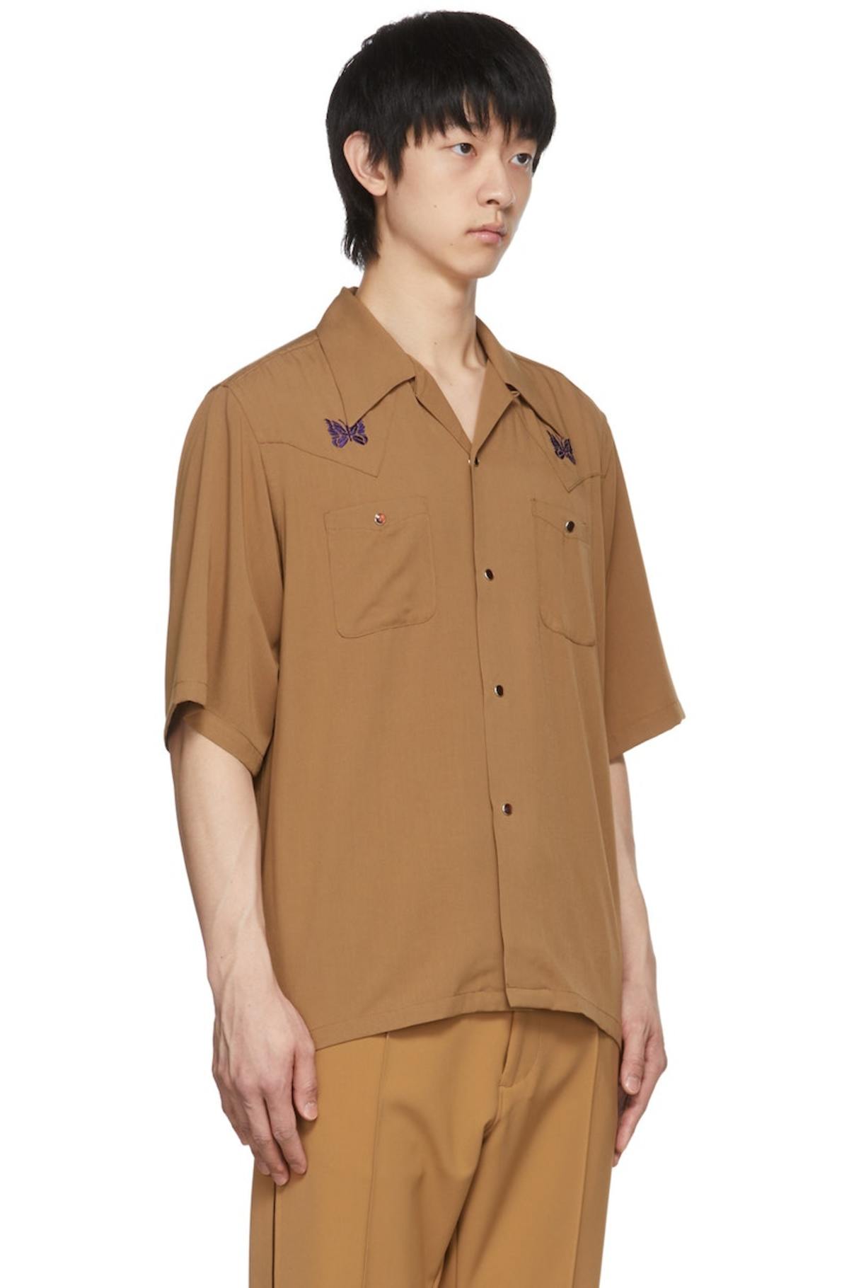 トップス Needles / Embroidered Cowboy Shirt EJ171 NEEDLES Brown Cowboy One-Up Shirt | Garmentory