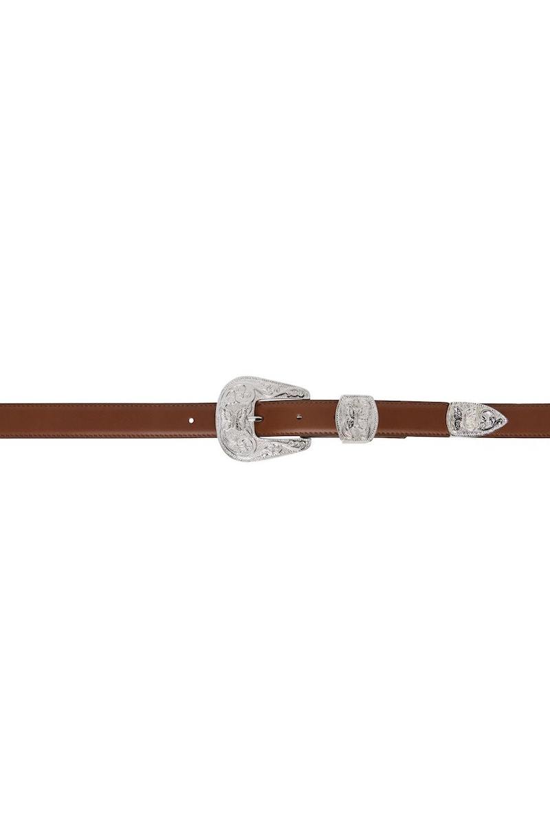 NEEDLES PAPILLON WESTERN TIP BELT BLACK LEATHER | TODAY CLOTHING