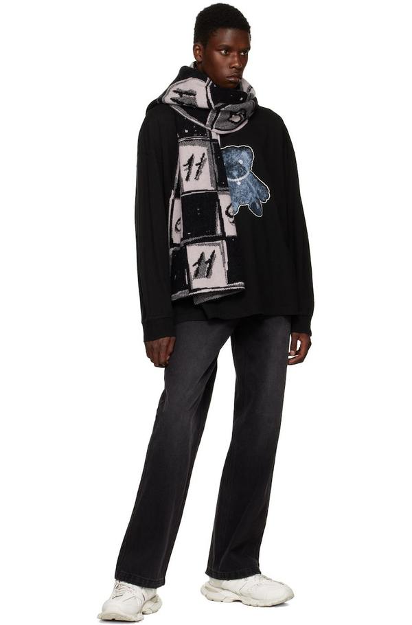 We11done Black Pink Chess Board Scarf Garmentory