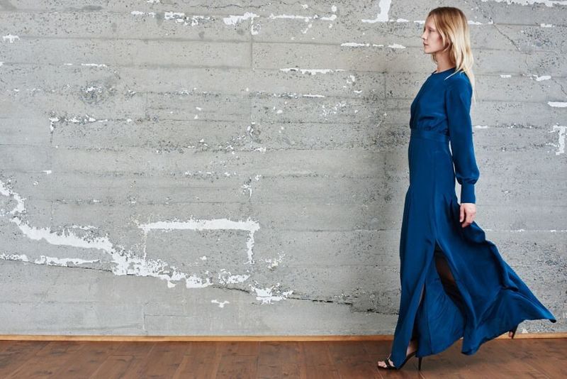 KAMPERETT Harper Silk Keyhole Dress - Teal  