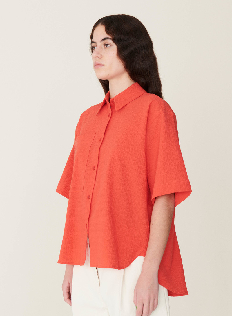 YMC Eva Lily Cotton Seersucker Shirt - Red