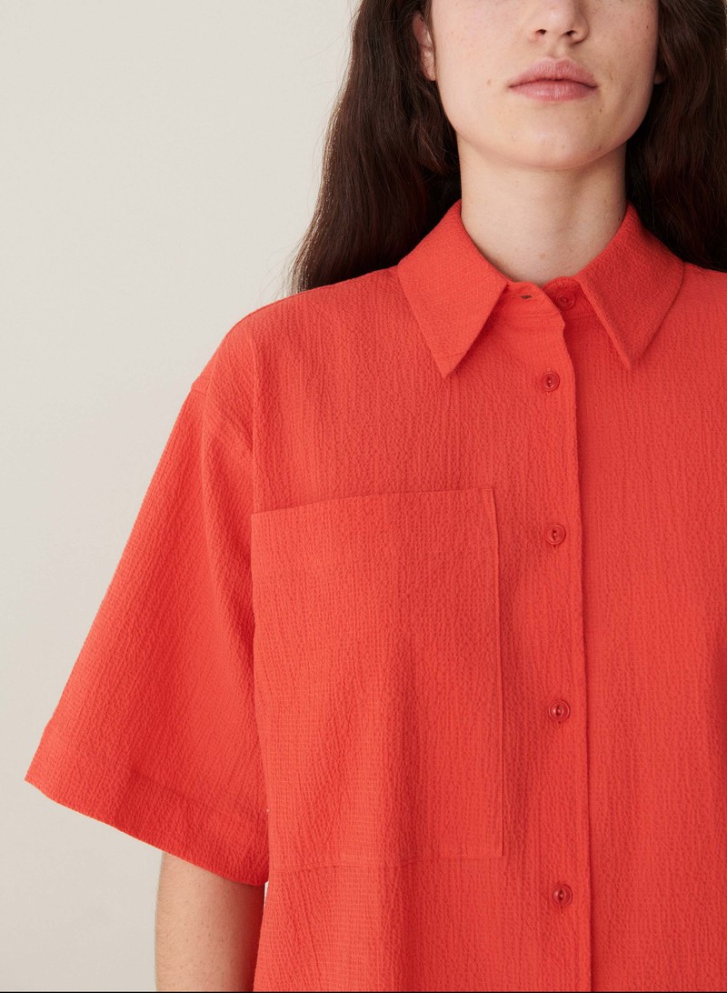 YMC Eva Lily Cotton Seersucker Shirt - Red