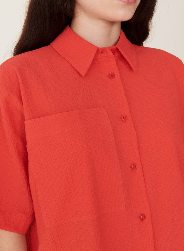 YMC Eva Lily Cotton Seersucker Shirt - Red