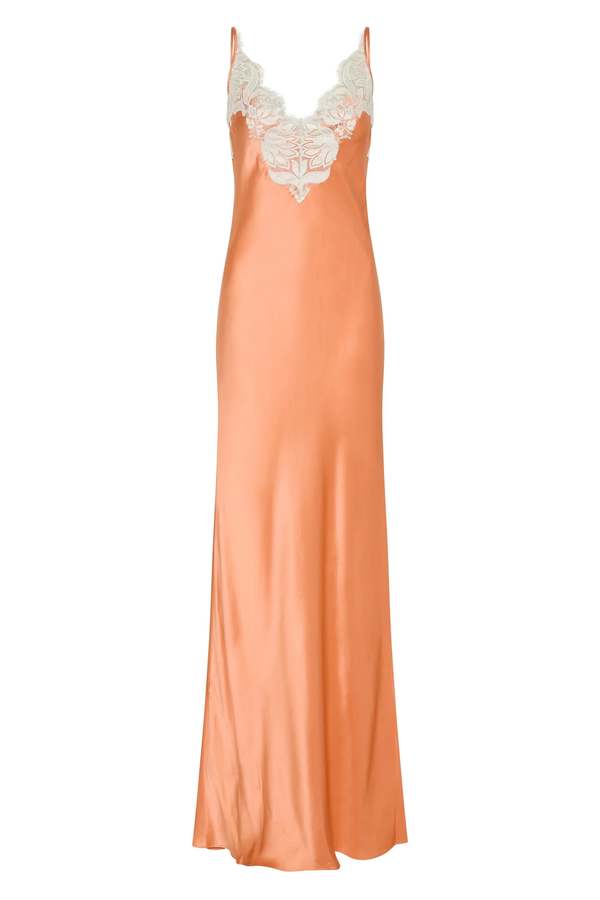 spaghetti strap lace maternity dress HATCH Collection The Floral Crochet Dress in Tan