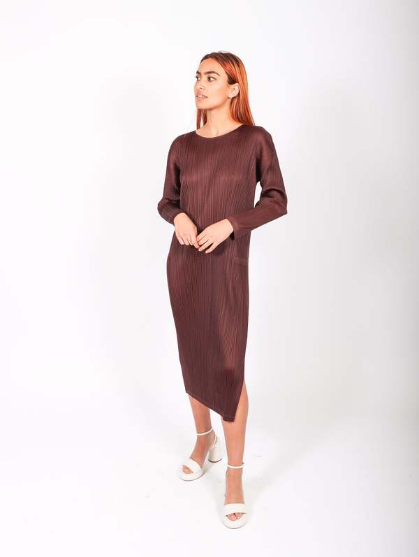 issey miyake brown dress LEAP Dress Dark Brown