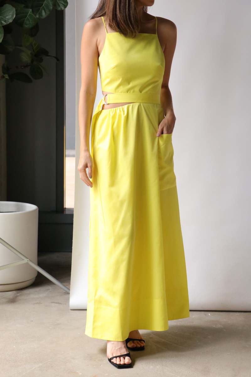 Tibi Italian Sporty Nylon Strappy Cut Out Dress - Yellow Tibi Italian Sporty Nylon Strappy Cut Out Dress - Yellow