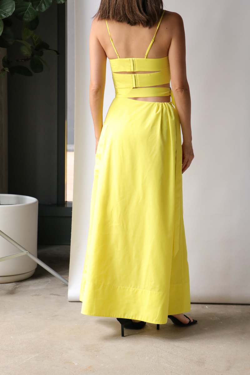 Tibi Italian Sporty Nylon Strappy Cut Out Dress - Yellow Tibi Italian Sporty Nylon Strappy Cut Out Dress - Yellow