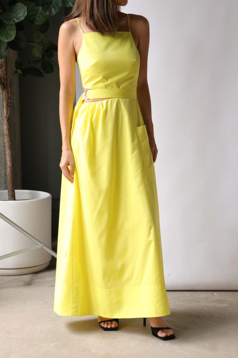 Tibi Italian Sporty Nylon Strappy Cut Out Dress - Yellow Tibi Italian Sporty Nylon Strappy Cut Out Dress - Yellow