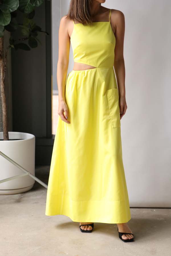 Tibi Italian Sporty Nylon Strappy Cut Out Dress - Yellow Tibi Italian Sporty Nylon Strappy Cut Out Dress - Yellow