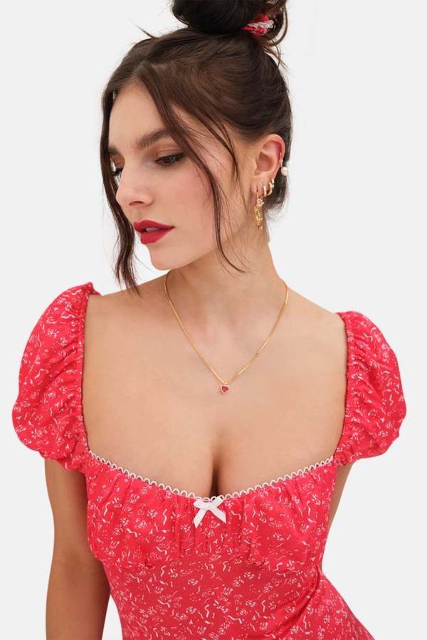 For Love & Lemons Antonia Mini Dress - Red | Garmentory
