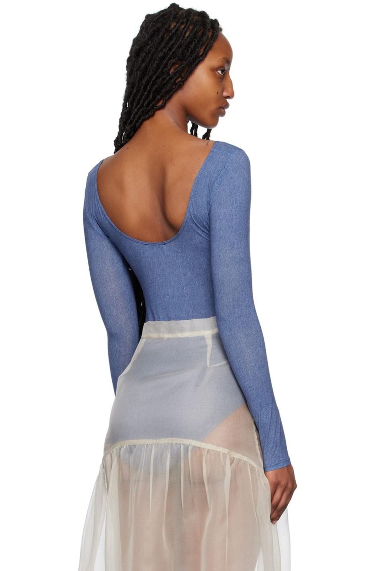 トップス MARYAM NASSIR ZADEH body suit Maryam Nassir Zadeh Indigo Matilda Bodysuit - Indigo