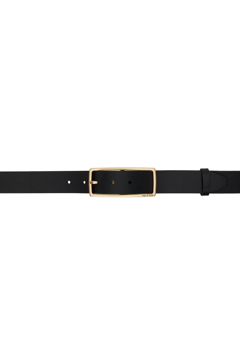 rag & bone Black Suede Rebound Belt with Gold Buckle, Sz M rag & bone Women main image 4