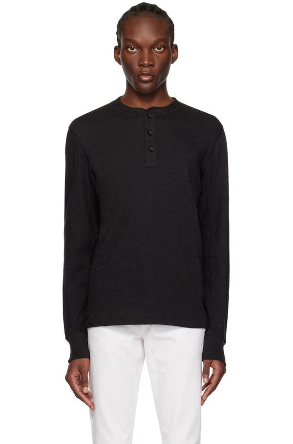 Rag Bone Flame Long Sleeve Henley Black Garmentory