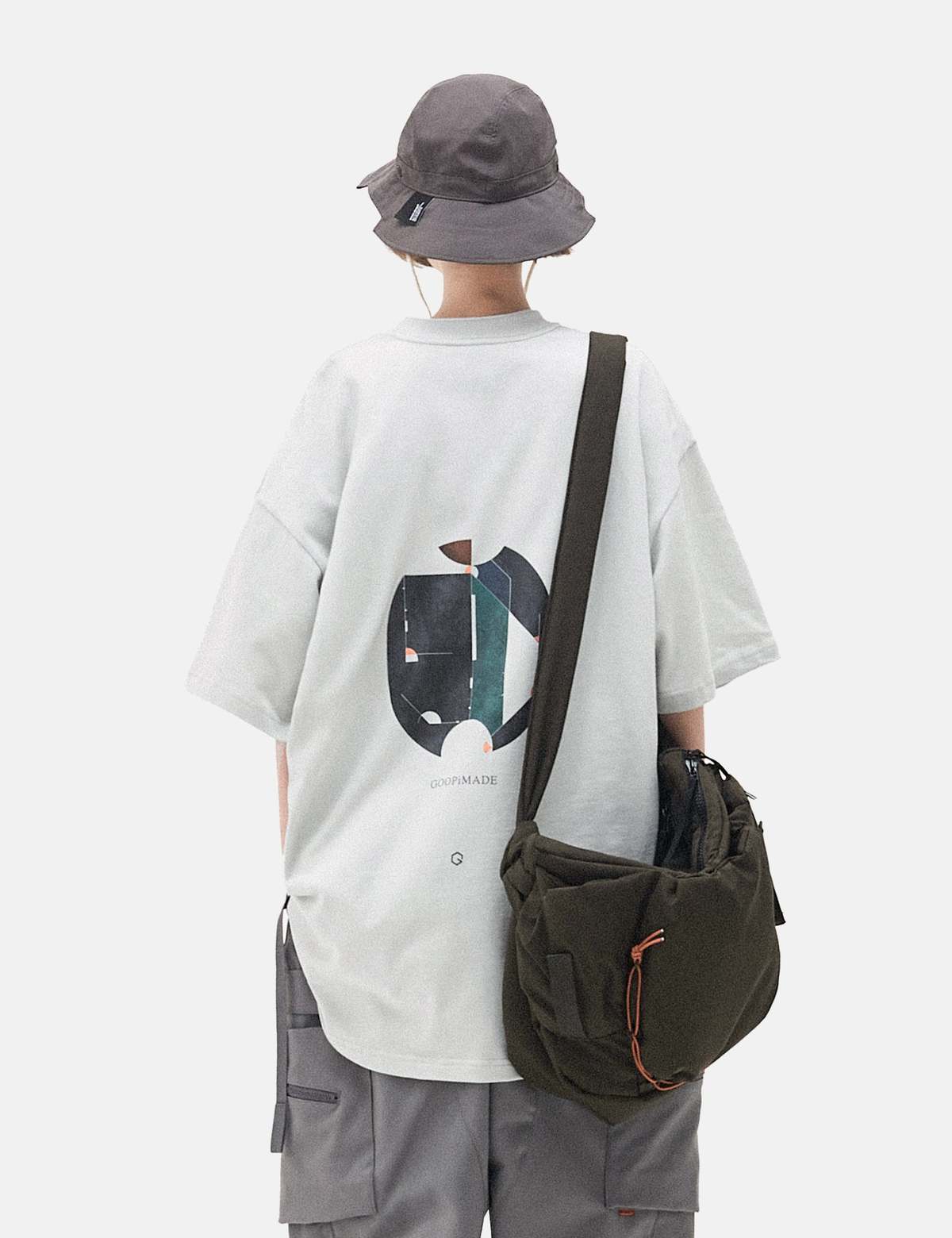 GOOPiMADE R301-TG Geometry Graphic T-Shirt - Ash White