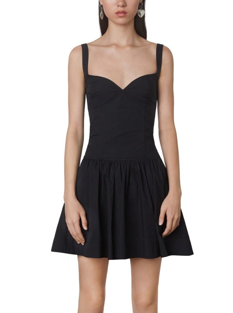 NIA Poplin Drop Waist Mini Dress - Black | Garmentory