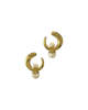 KHIRY Tiny Isha Hoops with Double Pearl Drop - Gold - Thumbnail 1