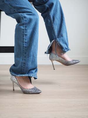 Jimmy Choo Romy Glitter Gradient Pumps - Silver Gradient | Garmentory