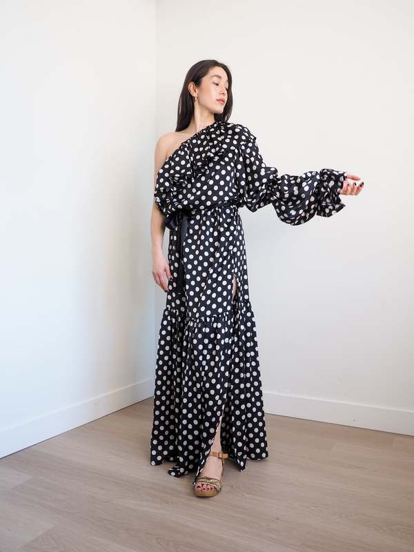 Yleana Alvarez Polka Dot Asymmetrical Dress | Garmentory