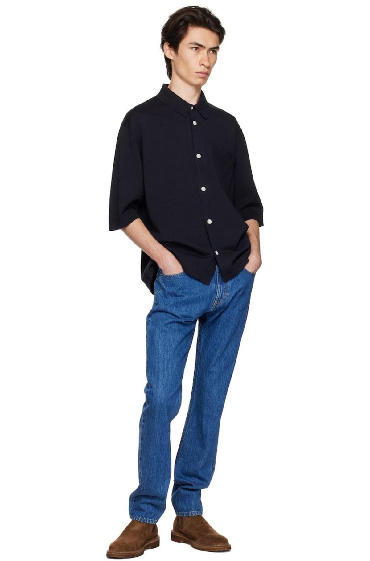 Dark Skinned Rollo Norse Projects Navy Rollo Shirt - Dark Navy | Garmentory